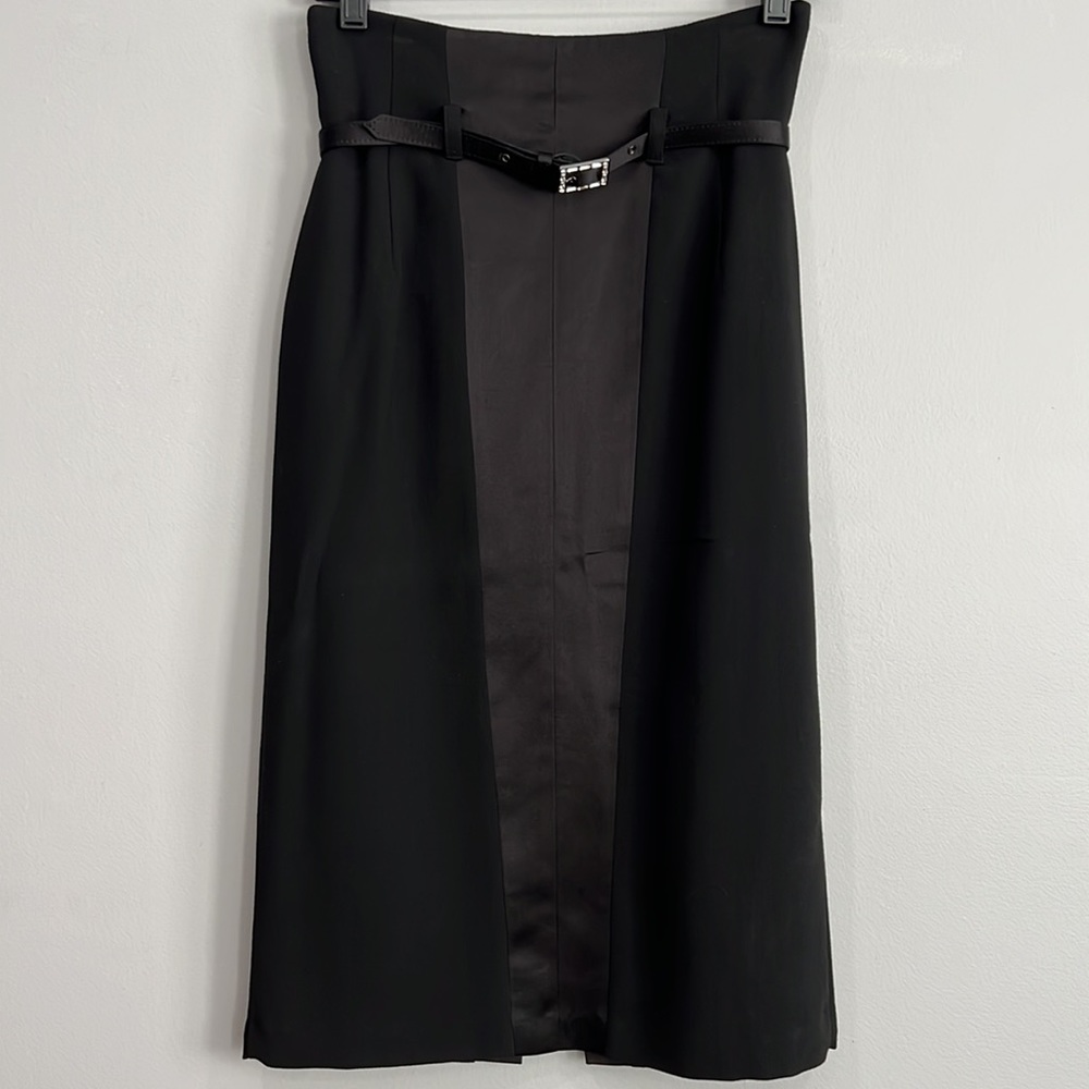 Blumarine Silk & Satin High Waist Elegant Evening Midi Skirt & Belt Womens 6 M - Picture 5 of 16